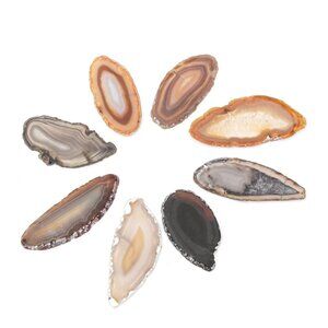 Small Natural Long Skinny Agate Slice 2 Slabs Polished Gemstones Jewelry Making